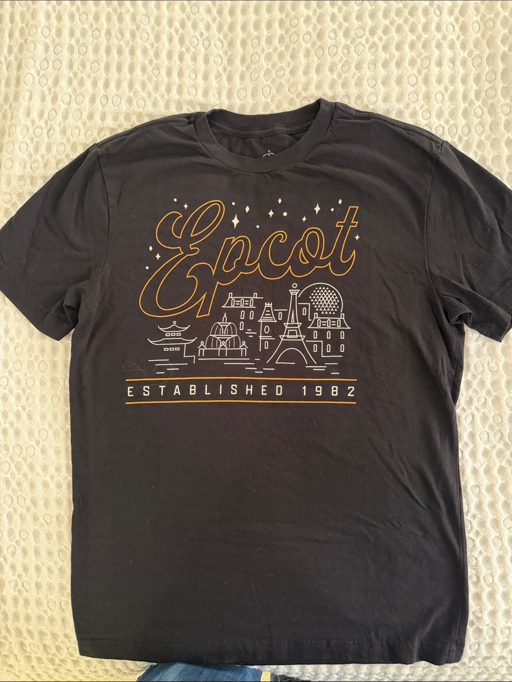 Disney Epcot Graphic Tee - Black with Gold & White Print